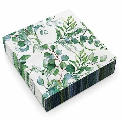 Afbeelding van servetten eucalyptus groen, bruiloft 80 stuks 33 x cm,