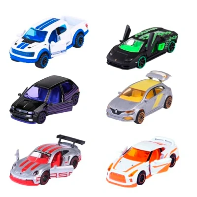 Afbeelding van Majorette Modelauto uit de Limited Edition, 10 6 voudig gesorteerd (Renault, Porsche, Ford, Nissan, Lamborghini), 1 auto van metaal met vrijloop, 7,5 cm, voor kinderen vanaf 3 jaar