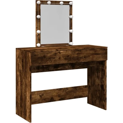 Afbeelding van vidaXL Kaptafel met LED 100x40x130 cm gerookt eikenkleurig