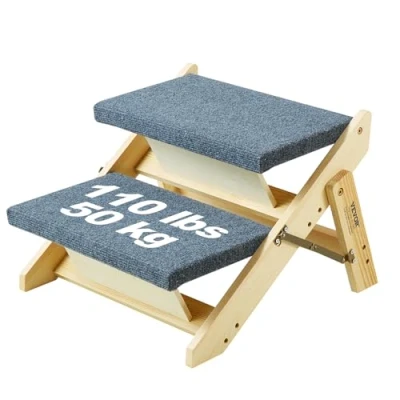 Afbeelding van VEVOR houten trap/huisdiertrap, 2 in 1 opvouwbare hondentrap voor bedden, bank en auto, oprit met treden kleine, middelgrote grote huisdieren, tot 49 kg