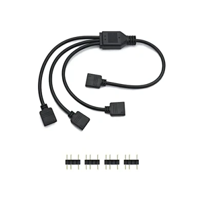 Afbeelding van QWORK® ARGB splitterkabel, 5 V, 3 pins, splitter, 1 bus naar stekkers, 30 cm, voor CPU koeler en V ventilator