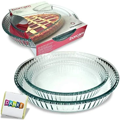 Afbeelding van Pasabahce Borcam ovenschaal glas bakvorm oploop 2 delig rond