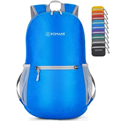 Afbeelding van ZOMAKE Ultra Lichtgewicht Opvouwbare Rugzak 20L,Kleine Waterdichte Wandelrugzak,Pakbare voor Dames En Heren,Outdoor Wandelen Camping Reizen(Diepblauw)