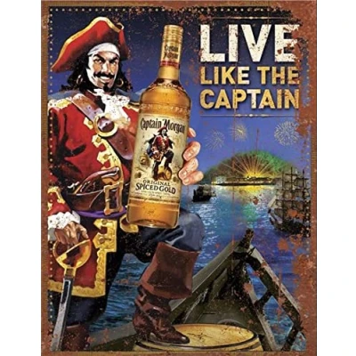 Afbeelding van Vintage Retro Man Cave Bar Pub Schuur Nieuwigheid Cadeau Aluminium Metalen Tin Muurdecoratie Teken Live Like Captain Morgan Spiced Rum Alcohol geïnspireerde drank