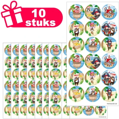 Afbeelding van HENBRANDT Grote piraatstickers 180 verschillende piratenstickers leraren school beloning kunst en ambachten voor kinderen verjaardagsfeestje tas gunsten buit vullers geluksdip jongens
