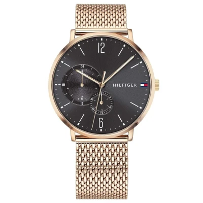 Afbeelding van Tommy Hilfiger 1791506 kwartshorloge voor heren, met meerdere wijzerplaten, roségoud, zwart, Eén maat, Armband
