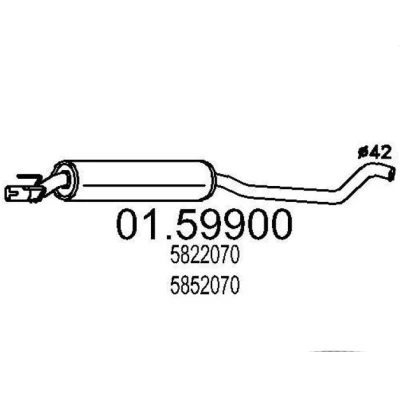 Afbeelding van MTS 01.59900 Middendemper 1720mm OPEL: Corsa B Hatchback (S93) 1.0 i 12V 1996 2000