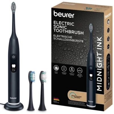 Afbeelding van Beurer SC 50 Sonische Elektrische Tandenborstel Midnight Ink 5 Poetsstanden Druksensor &amp; Timer 22 dagen Accuduur 2 Opzetborstels USB Laadplaat Gerecycled 3 Jaar Garantie