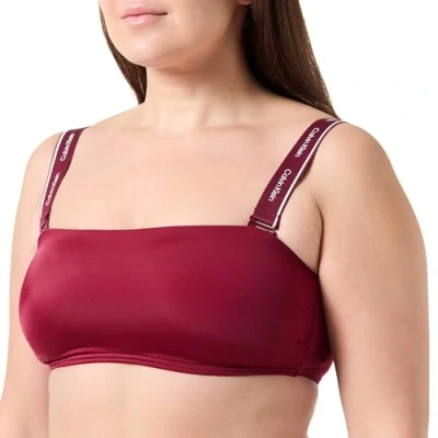 Afbeelding van Calvin Klein Swimwear Removable Straps Bandeau Bikinitop, Dames, Maat: Large, Plum glaze