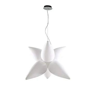 Afbeelding van Inspired Lighting Palma Plafond Hanglamp 6 Licht E27 Buiten IP44, Mat Wit, Opaal Wit