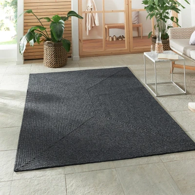 Afbeelding van Binnen en buitenkleed Trenzado Donker 200x290cm Grijs Bohemian Vloerkleed 123vloerkleed.nl