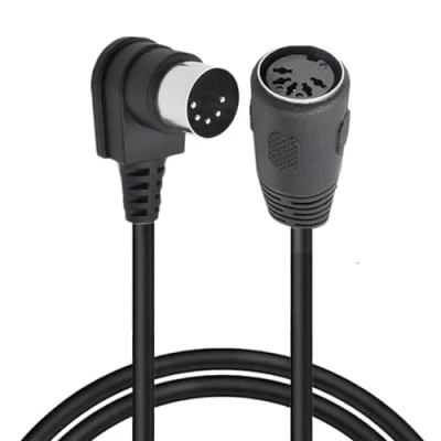 Afbeelding van MIDI DIN verlengkabel, 5 pins 90 graden hoek mannelijke stekker naar vrouwelijke socket audio MIDI/AT adapterkabel voor toetsenbordinthesizer, orgel, elektrische piano, gitaar (1,5 meter/5 ft)