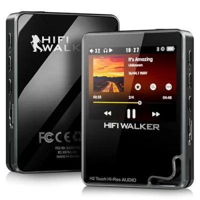 Afbeelding van HiFi WALKER H2 Touch MP3 speler met Bluetooth, 2,4 inch touchscreen, verliesvrij geluid, draagbare audioplayer 64GB geheugenkaart, uitbreidbaar geheugen tot 512GB