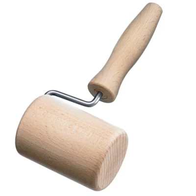 Afbeelding van Bakplaat/deegroller, cilindrisch, voor vierkante bakvormen, van beukenhout, 5,4 cm, hout, houtachtig, lichtbruin,