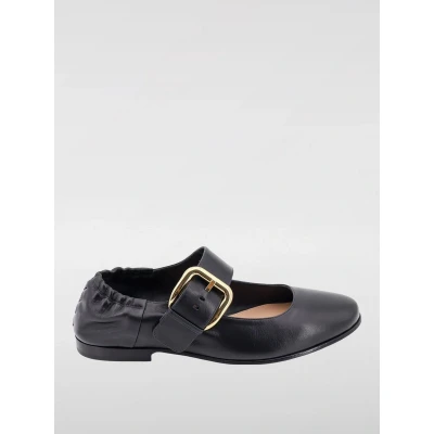 Afbeelding van Buckle Ballerina Leather Flats Wo Black Ballet