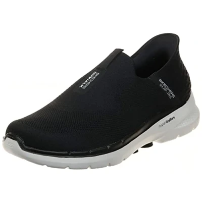Afbeelding van Skechers Heren Gowalk 6 Slip ins Athletische instapschoenen Vrije tijd traagschuim sneakers, zwart, wit, 43 EU X Breed