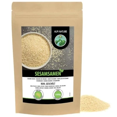 Afbeelding van Sesam wit gepeld (1 kg), witte sesamzaad en 100% zuiver natuurlijk, zonder toevoegingen