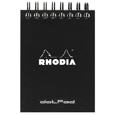 Afbeelding van Rhodia 115039C notitieblok (A7, dubbele spiraal, stippen, 80 vellen) 1 stuk, zwart