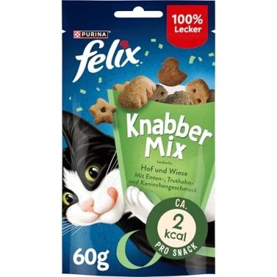Afbeelding van FELIX KnabberMix Hof &amp; Weise Kattensnack, knapperige lekkernij met drie smaken, verpakking van 8 stuks (8 x 60 g)