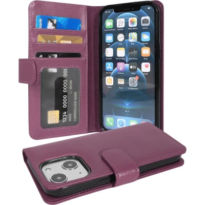 Afbeelding van Cadorabo Hoesje geschikt voor Apple iPhone 13 MINI in BORDEAUX PAARS Beschermhoes met magnetische sluiting en 3 kaartsleuven Book Case Cover Etui
