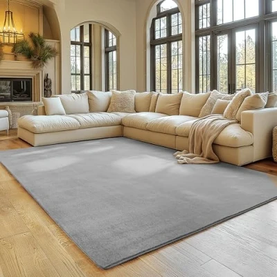 Afbeelding van SIMPEX Vloerkleed Zilver 240x340 cm Antislip, Wasbaar en Zacht, Modern Effen Design voor Woonkamer, Slaapkamer, Keuken Kinderkamer, Comfortabel Duurzaam