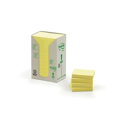 Afbeelding van Post it Recycled notes, 100 vel, ft 38 x 51 mm, geel, pak van 24 blokken