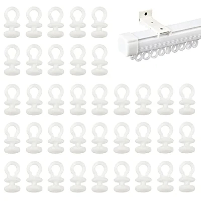 Afbeelding van 100Pcs Gordijn Rail Slider Haken Rollen Zweefvliegtuig Track Wielen voor Venster Deur Douchegordijn Badkamer Gebruik