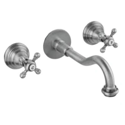 Afbeelding van PB klassieke inbouw muurkraan met sterknoppen 20 cm uitloop Chroom 1208855072
