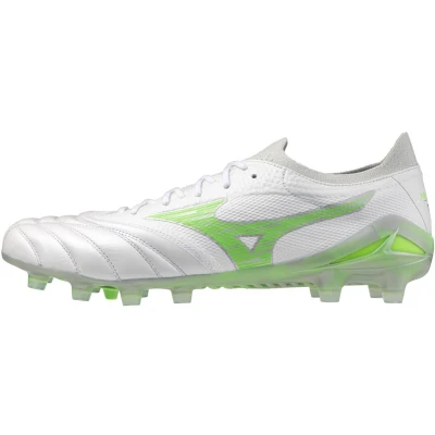 Afbeelding van Mizuno Morelia NEO IV Β Elite Voetbalschoenen met kunststof noppen, Heren, Maat: 41, White/neon green/cool gray Leer/ synthetisch
