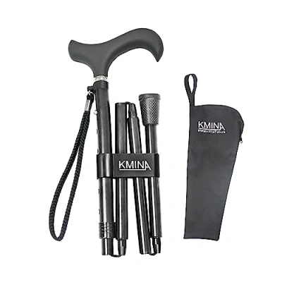 Afbeelding van wandelstok opvouwbaar, dames in hoogte verstelbaar, heren elegant, zwart, dames, aluminium