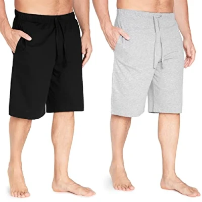 Afbeelding van CityComfort Heren Pyjamabroek Twin Pack Of Two Katoenen Shorts Met Elastische Taille Zachte, Gezellige &amp; Comfortabele Lounge Shorts, Pyjama&#039;s, Nachtkleding, Loungewear, PJ&#039;s (XXL, Zwart Grijs)