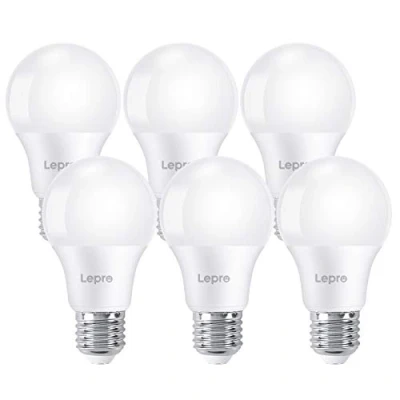 Afbeelding van Lepro E27 LED koudwit gloeilamp, 7,5 Watt 750 lumen lamp E27, vervangt 60 W A60 lampen, 6500 Kelvin gloeilampen, 200 stralingshoek spaarlamp, 6 stuks