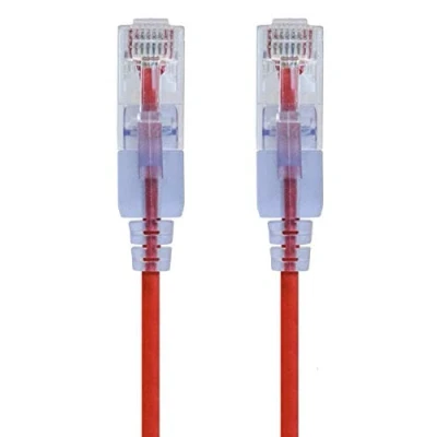 Afbeelding van Monoprice 116314 SlimRun Cat6A Ethernet patchkabel Snagless RJ45 UTP Pure Kale Koperdraad 10G 30AWG 1ft Rood 10 Pack