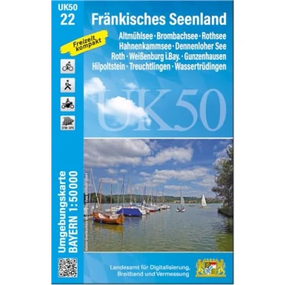 Afbeelding van UK50 22 Fränkisches Seenland: Altmühlsee, Brombachsee, Rothsee, Hahnenkammsee, Dennenloher See, Roth, Weißenburg i.Bay., Gunzenhausen, Hilpoltstein, Treuchtlingen, Wassertrüdingen