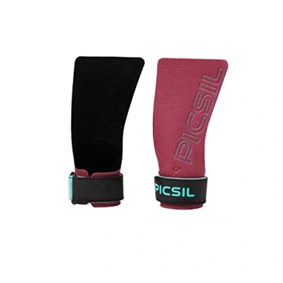 Afbeelding van PICSIL Azor Handgrepen voor Cross Training, Grips met Synthetische Stof, Verbeterde Bescherming en Comfort, Sportschool, Boxen, Gewichtheffen, Voorkomen van Blaren Scheuren (Wijn, G+)