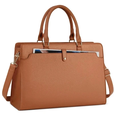 Afbeelding van Avoir Dames Aktetas Laptoptas Tas handtas Schoudertas 16 inch Zakelijke Camel