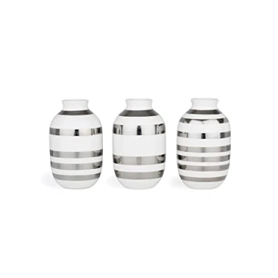Afbeelding van Kähler Omaggio miniatuur vaas 3 pack wit zilver