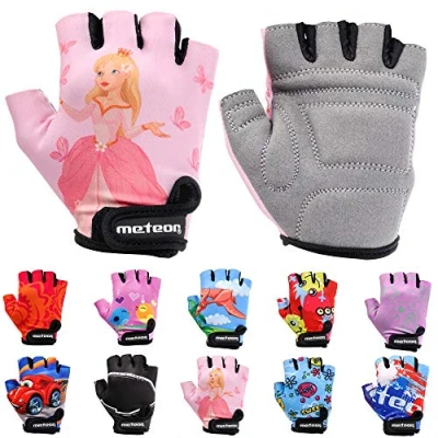 Afbeelding van Meteor Unisex kinderfietshandschoenen Bike gel BMX handschoenen, prinsen, maat M/handbreedte 7 7,5 cm