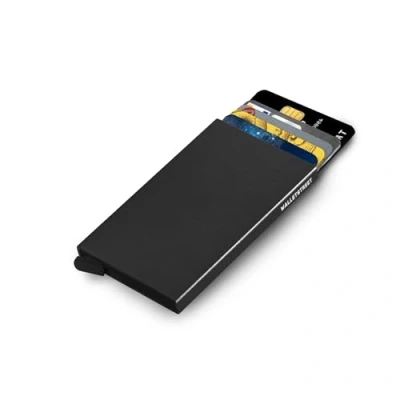 Afbeelding van Walletstreet Uitschuifbare Pasjeshouder DS Type Aluminium Creditcardhouder Card Protector Anti Skim/ RFID 8 Pasjes Zwart