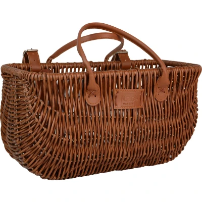 Afbeelding van UNUS® Fietsmand met leren riemen in modern rattan look bruin