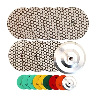 Afbeelding van HIGHDRIL Polijstschijf voor droge diamanten, 8 stuks (#50x3/100x2/200/400/800), diamantpolijstschijven met steunschijven op aluminiumbasis, graniet, steen, marmer, vloerschuurmachine of