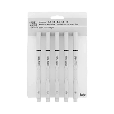Afbeelding van Winsor &amp; Newton Zwarte Fineliner Set x5 Assortiment