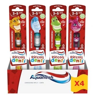 Afbeelding van Aquafresh Melktandenborstel voor kinderen van 3 tot 5 jaar, zacht met tandvlees, 4 stuks (willekeurig geselecteerd)