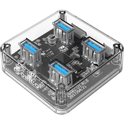 Afbeelding van Orico USB 3.0 Hub 4x poorten Transparant
