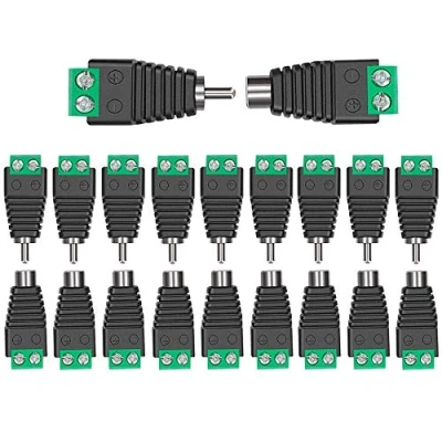Afbeelding van Aiqeer 10 paar RCA audio video stekker &amp; bus kit, vrouwelijke (groen + zwart)