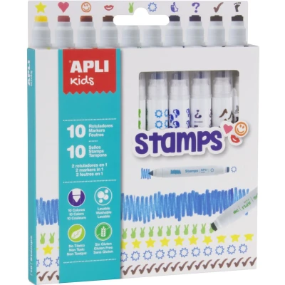 Afbeelding van Apli Kids viltstift Stamps, blister met 10 stuks