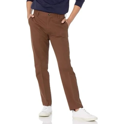 Afbeelding van Amazon Essentials Heren Slim Fit Kreukbestendige Flat Front Chino Broek, Bruin, 40W x 32L