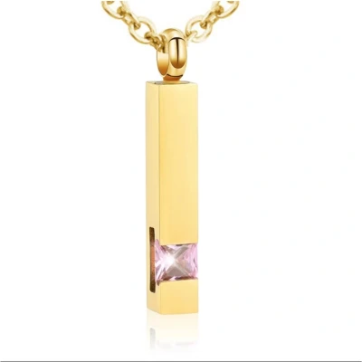 Afbeelding van Luxe Ashanger Met Ketting Assieraad Goud Roze Steen As Gedenksieraad Urn Incl. vuller