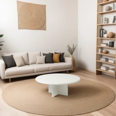 Afbeelding van Zita Home Ronde Salontafel Wit Plusvormig Onderstel Mangohout