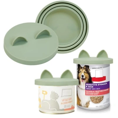 Afbeelding van OHMO 2 stuks hondenvoer blikdeksels, (3, 12, 14 oz enz.) Universele maat BPA vrije siliconen hoezen voor katten en huisdiervoer, lichtgroen